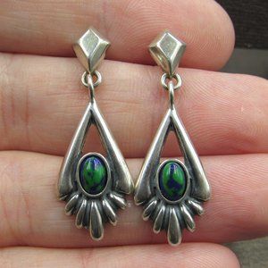 ***SALE - Sterling Unique Green Blue Small Stone Earrings